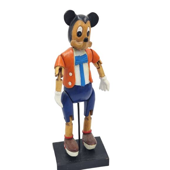 Rare Disney Mickey Mouse Marionette Puppet On Stand Vintage Collectible Wood 17" - Picture 4 of 15